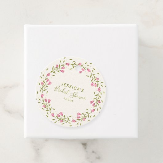 Rustikales Rosa Garden Blume Custom Brautparty Geschenkanhänger (Beispiel)