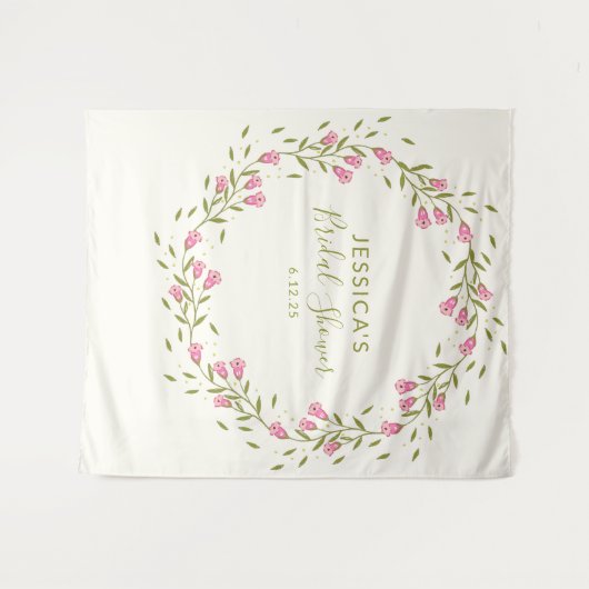 Rustikales Rosa Garden Blume Custom Brautparty Wandteppich (Vorderseite (Horizontal))