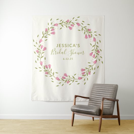 Rustikales Rosa Garden Blume Custom Brautparty Wandteppich (Beispiel)