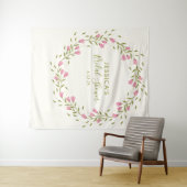 Rustikales Rosa Garden Blume Custom Brautparty Wandteppich (Beispiel (Horizontal))