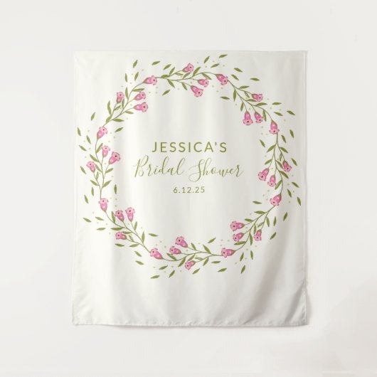 Rustikales Rosa Garden Blume Custom Brautparty Wandteppich (Vorderseite)