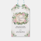 Rustikales Rosa Garten Blume Botanisches Blätter Geschenkanhänger (Vorderseite)