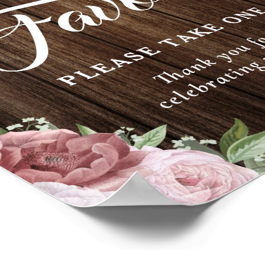 Rustikales Rosa Gastgeschenk Hochzeit Schild (Ecke)