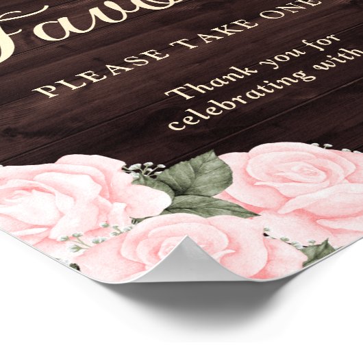 Rustikales Rosa Gastgeschenk Hochzeit Schild (Ecke)