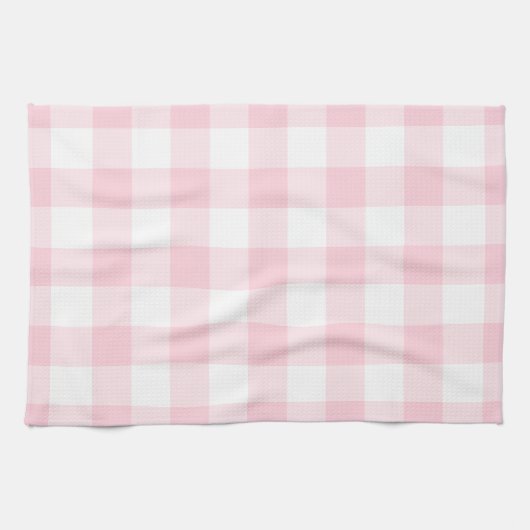 Rustikales rosa Gingham Karo Kariertes Muster Geschirrtuch (Horizontal)