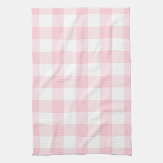 Rustikales rosa Gingham Karo Kariertes Muster Geschirrtuch (Vertikal)