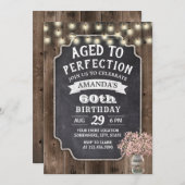 Rustikales rosa Gipskraut Mason Jar 60. Geburtstag Einladung (Vorne/Hinten)