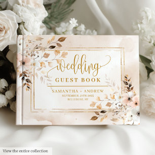 Rustikales Rosa Gold Rahmen Herbst Hochzeitsbuch Gästebuch