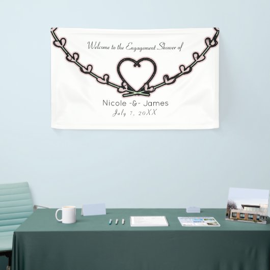 Rustikales rosa Heart Vine Brautparty Custom Party Banner (Messeveranstaltung)