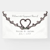 Rustikales rosa Heart Vine Brautparty Custom Party Banner (Horizontal)