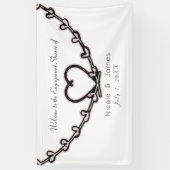 Rustikales rosa Heart Vine Brautparty Custom Party Banner (Vertikal)