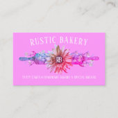 Rustikales Rosa Holz Rolling Button Sonnenblumen B Visitenkarte (Vorderseite)