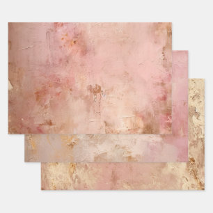 Rustikales Rosa Imitat Paint Geschenkpapier Set