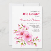 Rustikales rosa Kirschblossom Sakura Floral Geburt Einladung (Vorderseite)