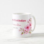 Rustikales rosa Kirschblossom Sakura Floral Geburt Kaffeetasse (VorderseiteRechts)