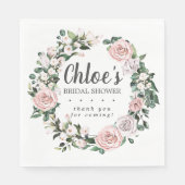 Rustikales rosa Lila florales Brautparty Danke Serviette (Vorderseite)