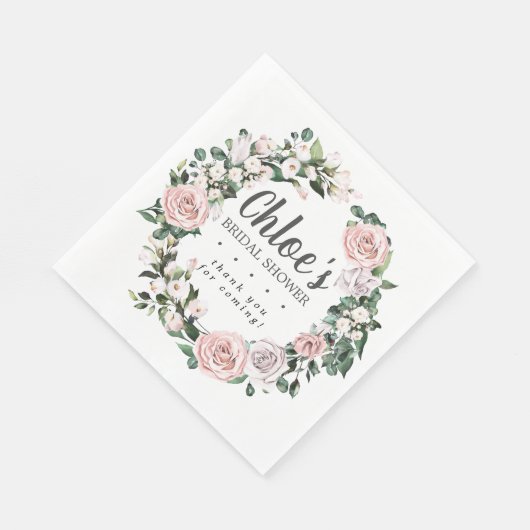 Rustikales rosa Lila florales Brautparty Danke Serviette (Ecke)