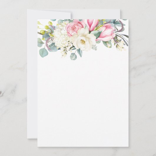 Rustikales Rosa Magnolia Hydrangea Hochzeit Einladung (Rückseite)