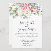 Rustikales Rosa Magnolia Hydrangea Hochzeit Einladung (Vorne/Hinten)