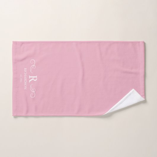 Rustikales rosa Monogramm Handtuch (Handtuch)