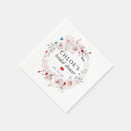 Rustikales rosa Rose Brautparty Serviette (Ecke)