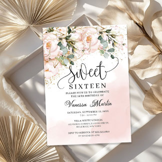 Rustikales Rosa Rose Gold 16 . Geburtstag Einladung