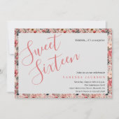 Rustikales Rosa Rose Gold 16 . Geburtstag Einladung (Vorderseite)