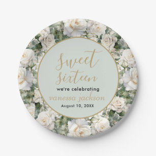 Rustikales Rosa Rose Gold 16 . Geburtstag Pappteller