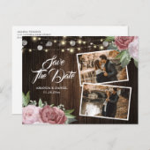 Rustikales Rosa Save the Date Foto Postkarte (Vorne/Hinten)