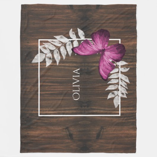 Rustikales Rosa Schmetterling Personalisiert Fleec Fleecedecke (Vorderseite)