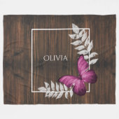 Rustikales Rosa Schmetterling Personalisiert Fleec Fleecedecke (Vorderseite (Horizontal))