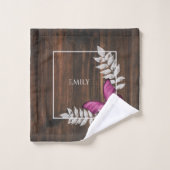 Rustikales Rosa Schmetterling Personalisiertes Bad Badhandtuch Set (Waschlappen)