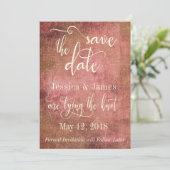 Rustikales Rosa und Burlap sind Save the Date Vint (Stehend Vorderseite)