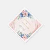 Rustikales Rosa und dusty Blue Floral Goldrahmen Serviette (Ecke)
