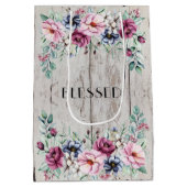 Rustikales Rosa und geblümtes Barnholz, gesegnet Mittlere Geschenktüte (Rückseite)