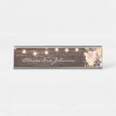 Rustikales Rosa- und Pfirsichblütenleuchten Schreibtischnamensplakette (Vorderseite )