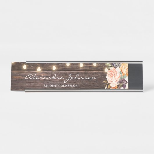 Rustikales Rosa- und Pfirsichholz Schreibtischnamensplakette (Vorderseite )