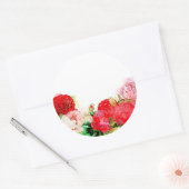 Rustikales Rosa und Rotes Wasser Rose Blumenstrauß Runder Aufkleber (Umschlag)
