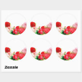 Rustikales Rosa und Rotes Wasser Rose Blumenstrauß Runder Aufkleber (Blatt)