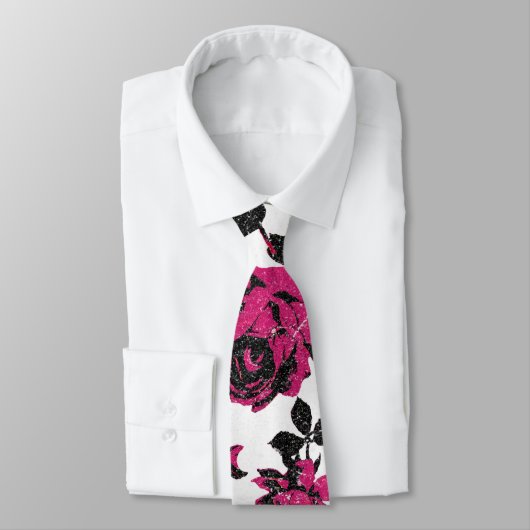 Rustikales rosa und schwarzes Stamm-Rosen-Muster Krawatte (Gebunden)