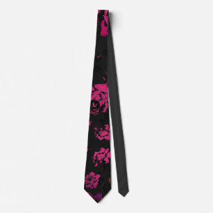 Rustikales rosa und schwarzes Stamm-Rosen-Muster Krawatte
