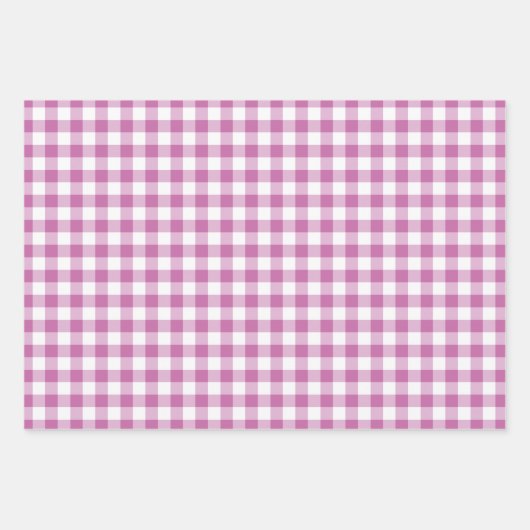 Rustikales rosa weißes Gingham Scheckmuster Geschenkpapier Set (Vorderseite 2)