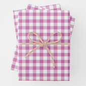 Rustikales rosa weißes Gingham Scheckmuster Geschenkpapier Set (Beispiel)