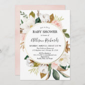 Rustikales, rosa, weißes Magnolienmädchen Einladung (Vorne/Hinten)