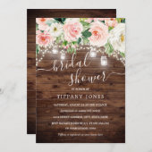Rustikales, rosafarbenes Brautparty Einladung (Vorne/Hinten)
