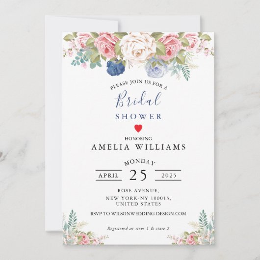 Rustikales, rosafarbenes Brautparty Einladung (Vorderseite)