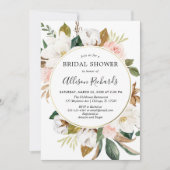 Rustikales, rosafarbenes, weißes Magnolia-Brautpar Einladung (Vorderseite)