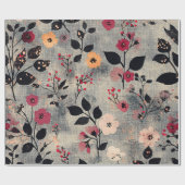 Rustikales Rosé-Blumen-Leinenmuster (3) Geschenkpapier (Flach)