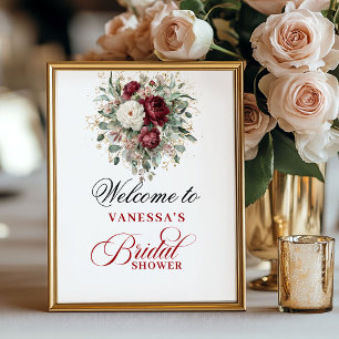 Rustikales Rosé-Burgunder-Hochzeitsdusche-Willkomm Poster