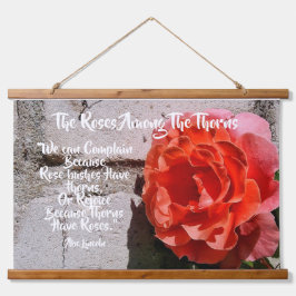 Rustikales Rose-Tapest mit Zitat von Abe Lincoln Wandteppich Mit Holzrahmen